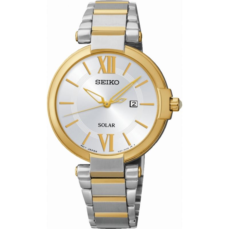 Seiko Women's Quartz Watch with Silver Dial Analogue Display and Gold Stainless Steel Plated ( SUT154P1 )