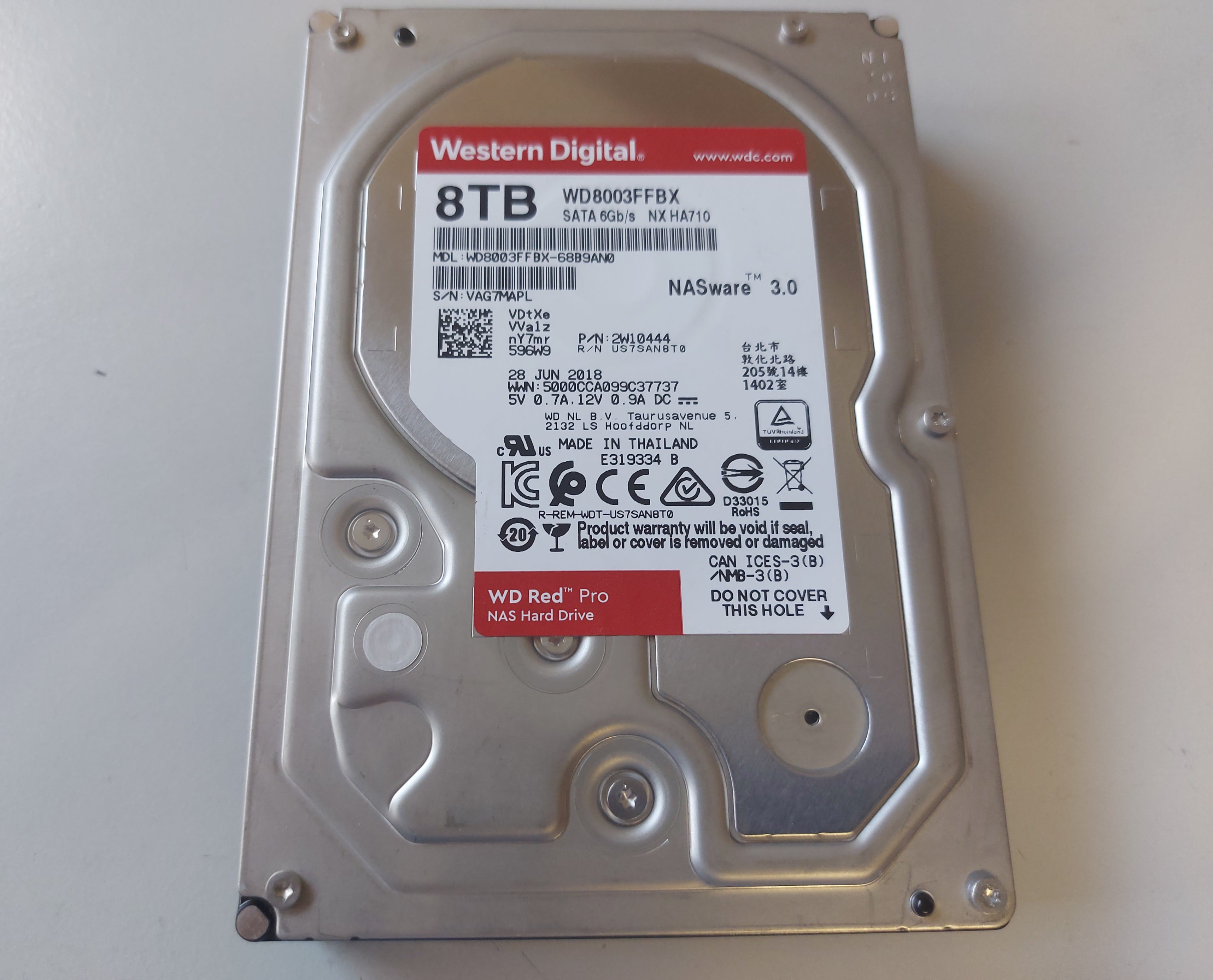 Western Digital Red Pro 8TB 7200rpm NAS SATA 3.5" HDD ( WD8003FFBX 2W10444 ) REF