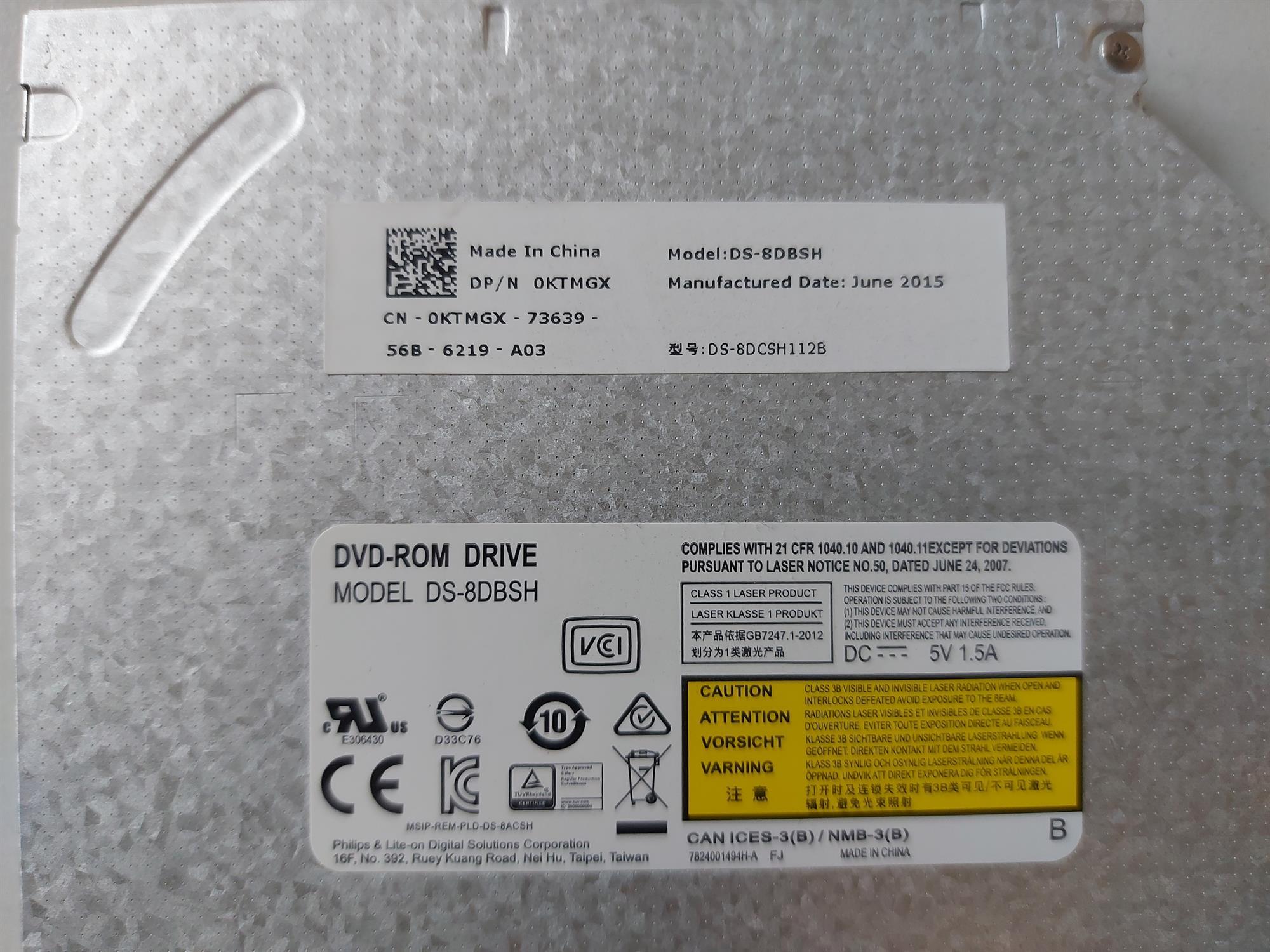 DELL Slim Dvd-Rom SATA PHILIPS Lite-On DS-8DBSH Laptop SFF Drive (0KTMGX)