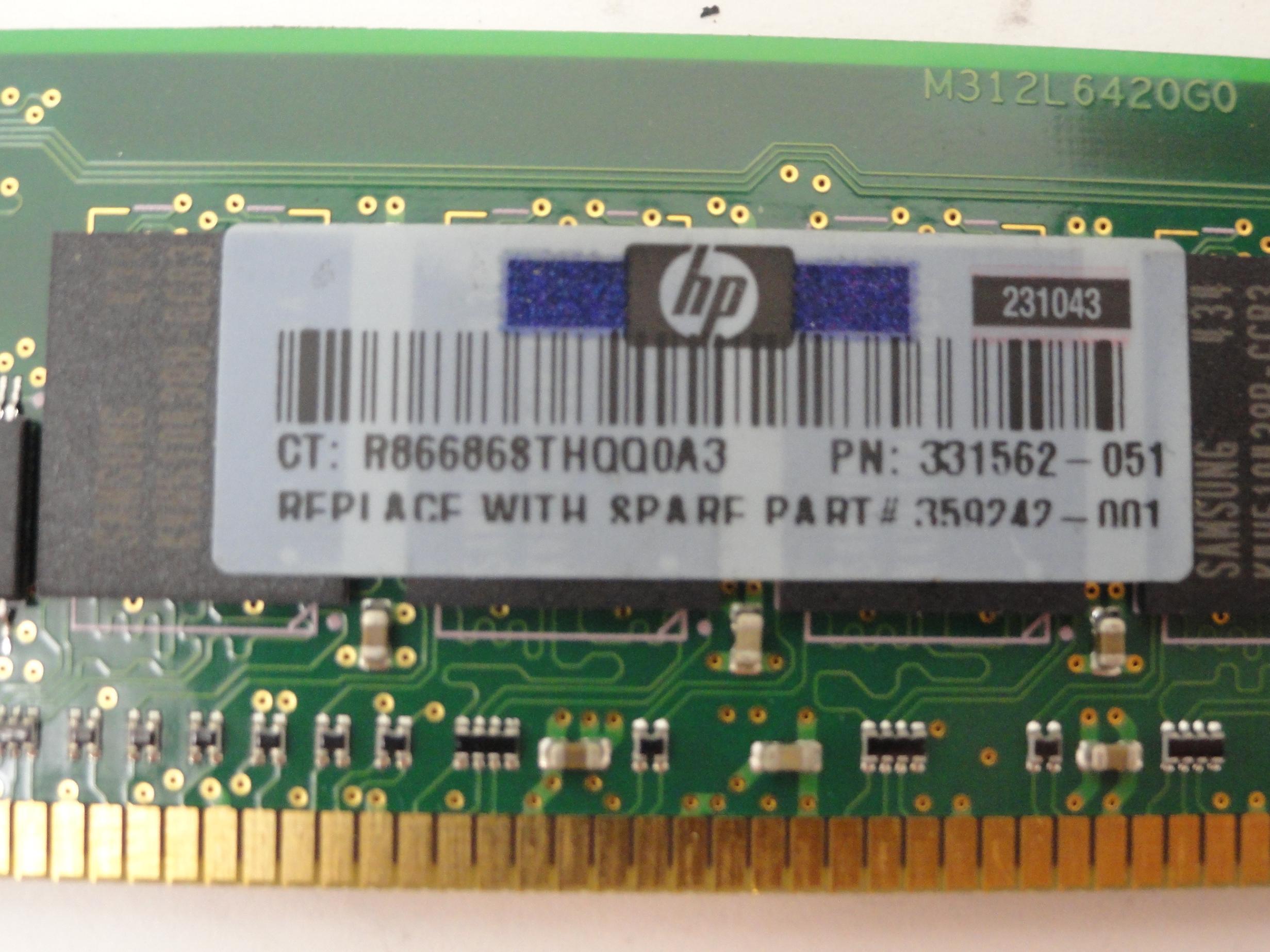PR16960_PC2700-25331-C0_Samsung HP 1Gb DDR-333 PC2700 CL2.5 ECC RAM Module - Image2