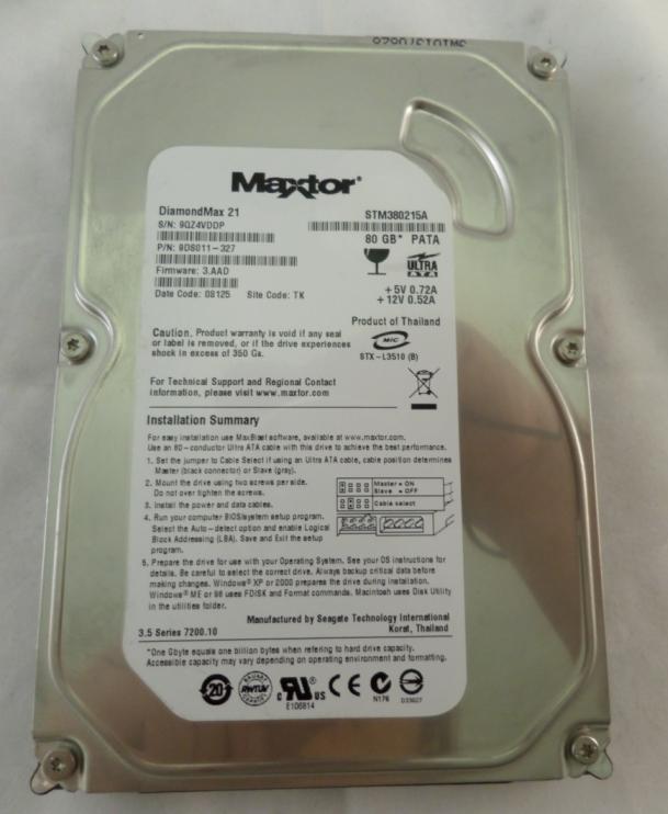 9DS011-327 - Maxtor 80GB IDE 7200rpm 3.5in DiamondMax 21 HDD - Refurbished