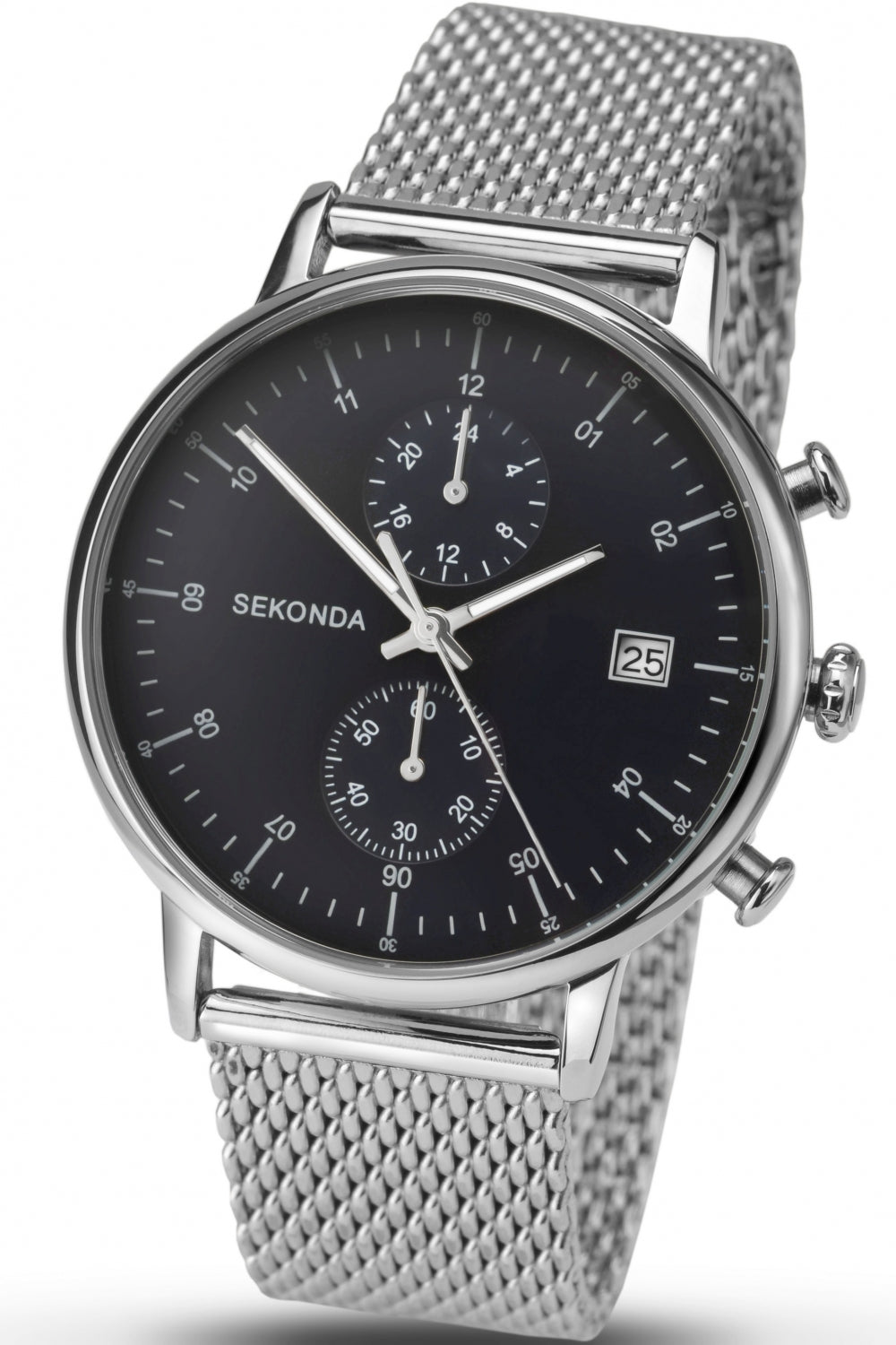 Sekonda Chronograph Black Dial Mesh Strap Gents Watch 1195