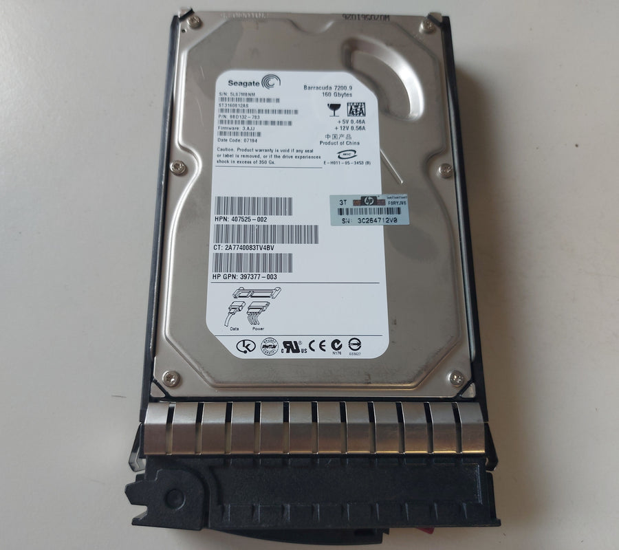 HP Seagate Barracuda 160GB 7200RPM SATA 3.5" HDD in Caddy ( 9BD132-783 ST3160812AS 407525-002 397377-003 397552-001 ) USED