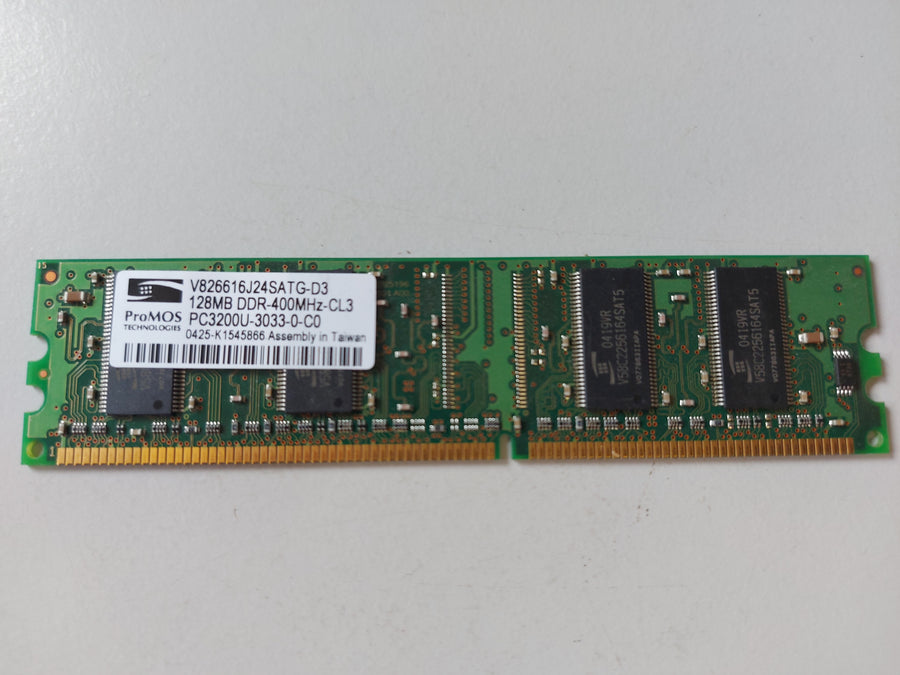 ProMOS 128MB PC3200 DDR-400MHz non-ECC Unbuffered CL3 184-Pin DIMM Memory Module ( V826616J24SATG-D3 ) REF