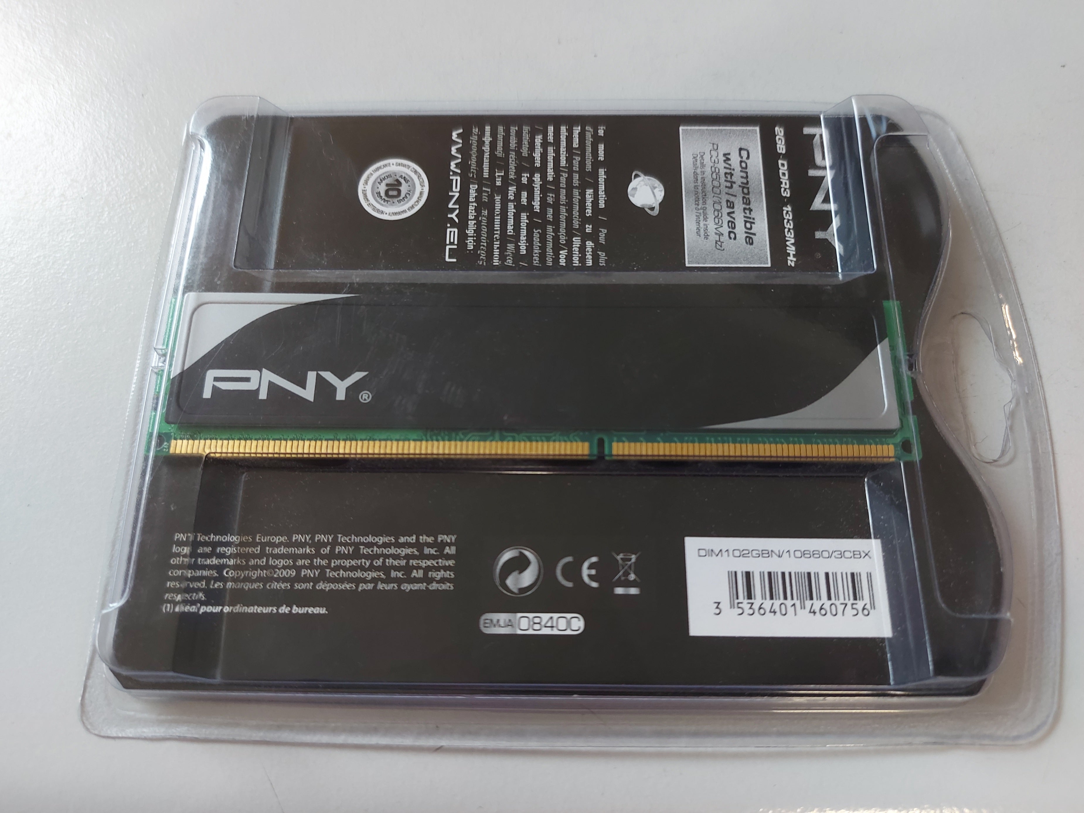 PNY 2GB DDR3 Non ECC PC3-10600 1333Mhz 2Rx8 Memory ( DIM102GBN/10660/3CBX ) NEW