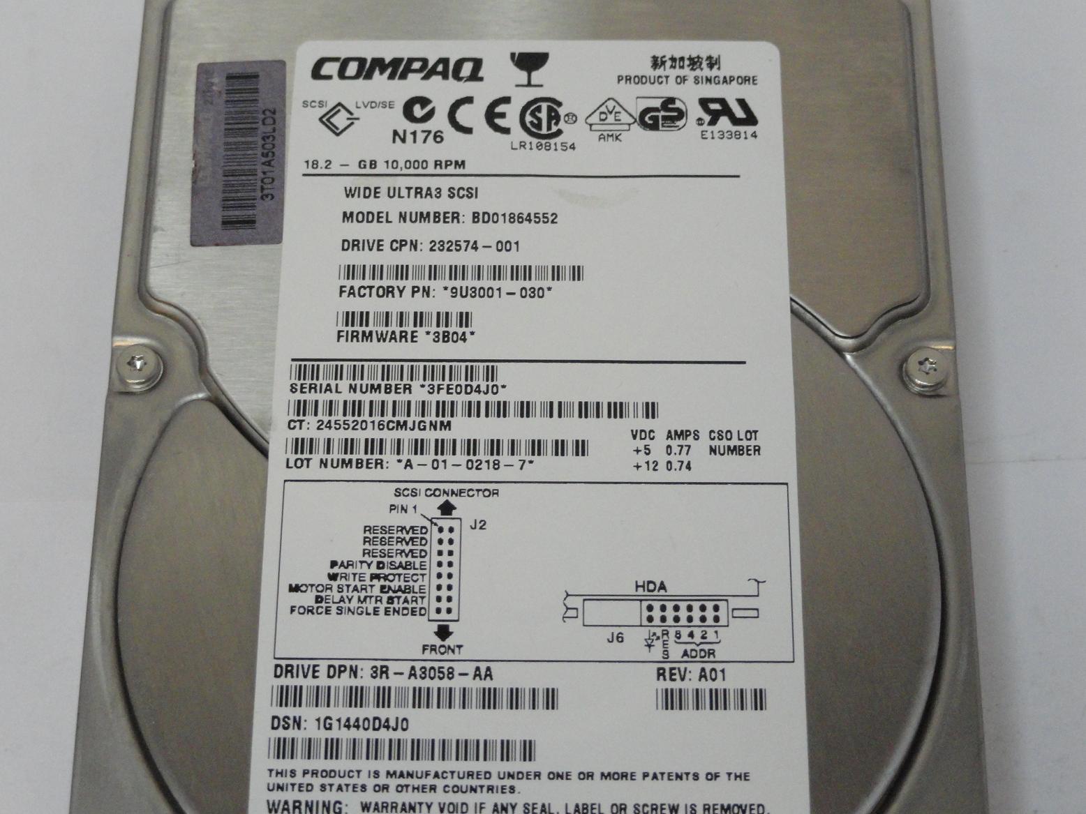 PR13597_9U3001-030_Seagate Compaq 18.2GB SCSI 80 Pin 10Krpm 3.5in HDD - Image3