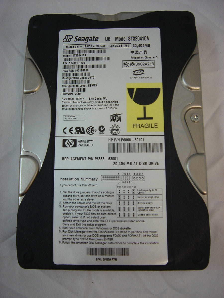 9T7001-736 - HP Seagate 20GB 3.5" IDE Hard Disk - Refurbished