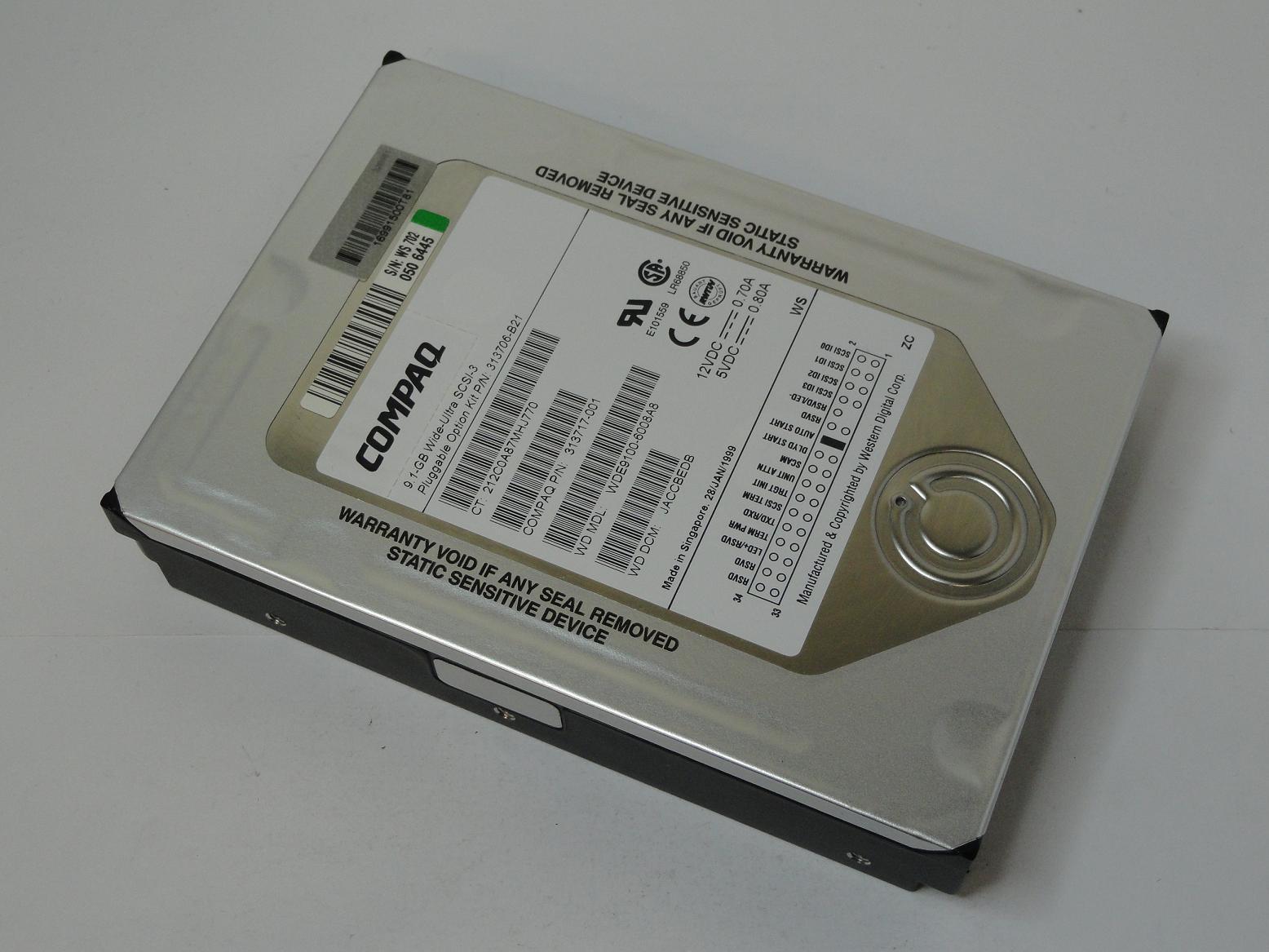 313717-001 - Compaq/WDigital 9GB SCA 80 HDD - Refurbished