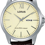 Lorus Mens Analog Brown leather Strap Watch RXN19DX9