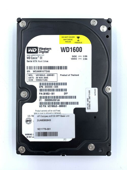 Western Digital HP 160GB SATA 3.5" HDD ( WD1600JS WD1600JS-60MHBI 381653-001 ) REF