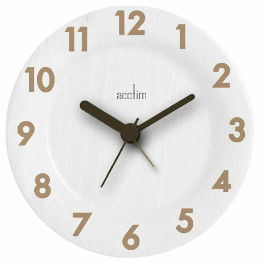 Acctim Epping Round Wooden Table Clock in White 33782