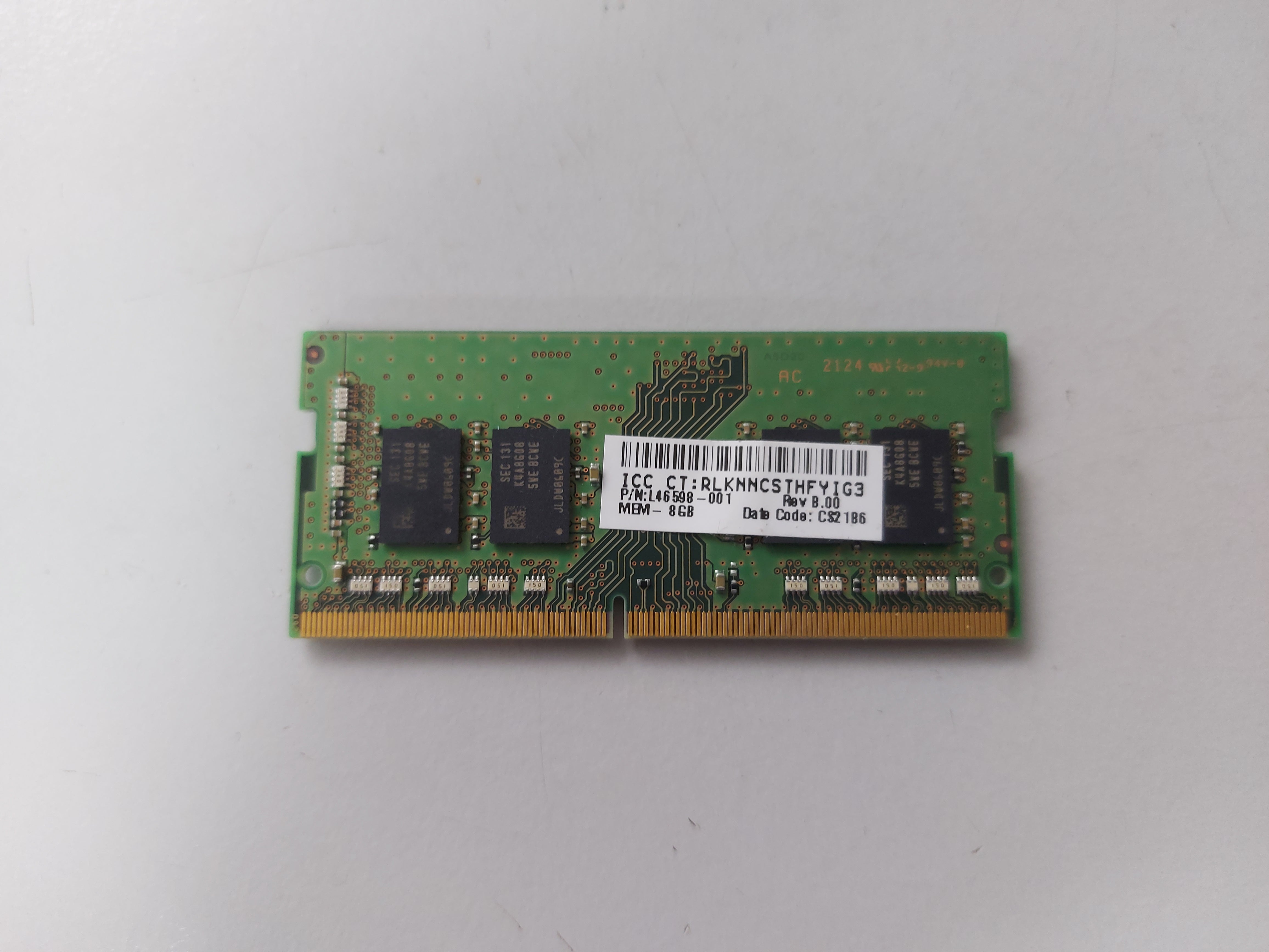 Samsung HP 8GB DDR4 3200MHz PC4-25600 NonECC CL22 260Pin SODIMM ( M471A1K43EB1-CWE L46598-001 ) REF