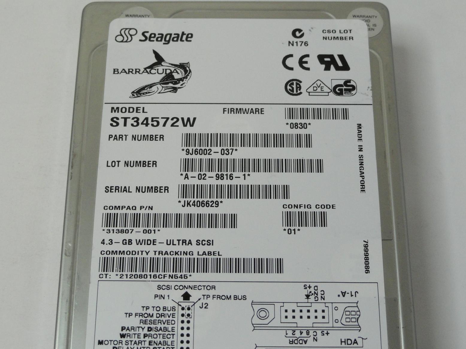 PR13040_9J6002-037_Seagate Compaq 4.5GB SCSI 68 Pin 7200rpm 3.5in HDD - Image4