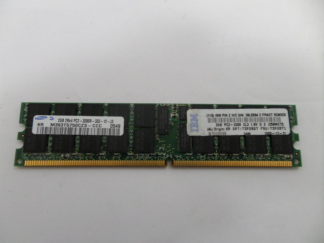M393T5750CZ3-CCC - IBM / Samsung 2GB PC2-3200 DDR2-400MHz ECC Reg CL3 240-Pin DIMM Memory Module - Refurbished