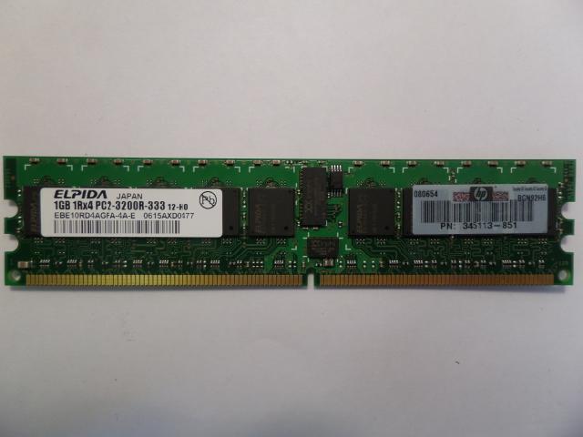 EBE10RD4AGFA-4A-E - Elpida HP 1GB 240p PC2-3200 CL3 18c 128x4 DDR2-400 1Rx4 1.8V ECC Registered DIMM - Refurbished