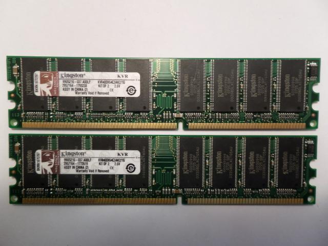 KVR400X64C3AK2/1G - Kingston KIT 1GB (2pcs 512MB) 184p PC3200 CL3 Non ECC Unbuffered 16c 32x8 DDR DIMM - Refurbished