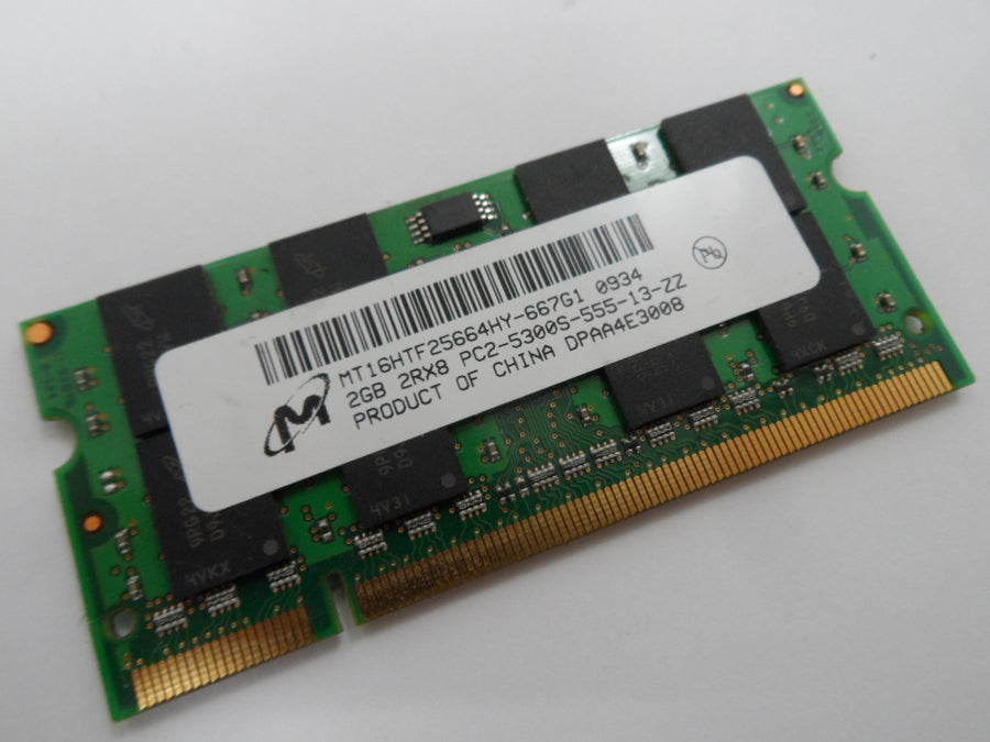 MT16HTF25664HY-667G1 - Micron 2GB 200p PC2-5300 CL5 16c 128x8 DDR2-667 SODIMM - Refurbished