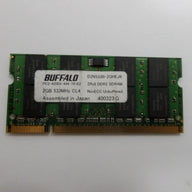 D2N533B-2GHEJ6 - Buffalo 1GB 200p PC2-4200 CL4 16c 64x8 DDR2-533 2Rx8 1.8V SODIMM - USED