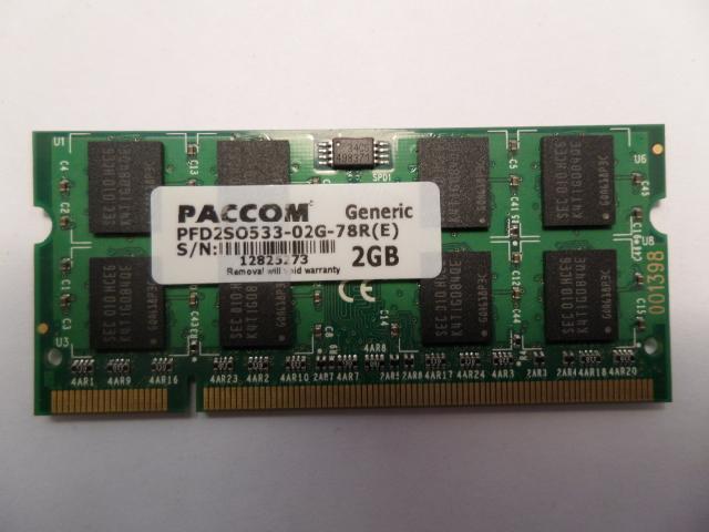 PFD2SO533-02G-78R - Paccom 2GB SODIMM PC2-4200 2Rx8 CL4 16 chip 128x8 SODIMM - Refurbished