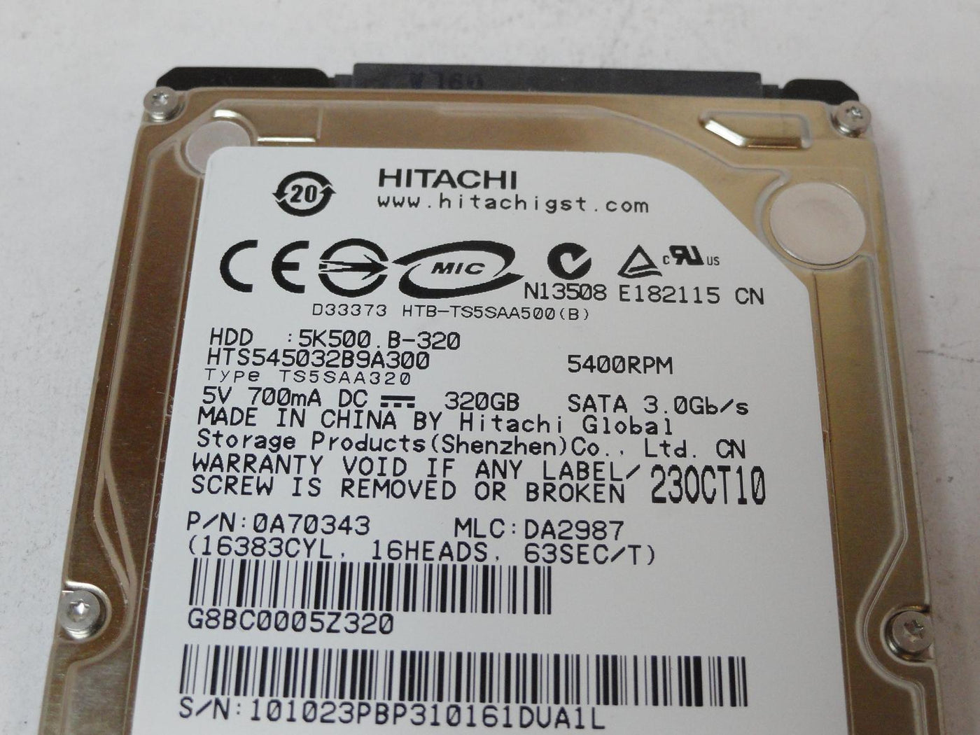 PR23964_0A70343_Hitachi 320GB SATA 5400rpm 2.5in HDD - Image3