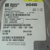 Western Digital Dell 40GB IDE 7200rpm 3.5in HDD ( WD400BB-75DEA0 01T321 ) ASIS