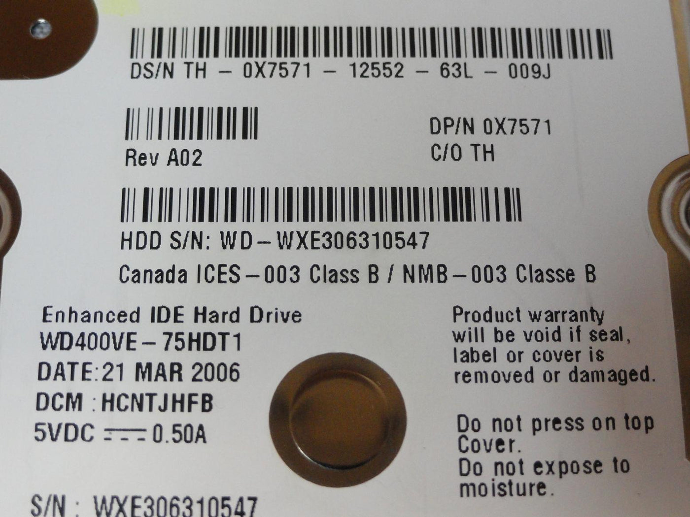 MC3104_WD400VE-75HDT1_Western Digital Dell 40GB IDE 5400Rpm 2.5in HDD - Image3