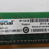 MT9HTF25672AZ-667C1 - Crucial/Micron 2GB PC2-5300 DDR2-667MHz ECC Unbuffered CL5 240-Pin DIMM Memory Module Mfr P/N MT9HTF25672AZ-667C1 Crucial Mfr P/N CT25672AA667 - Refurbished