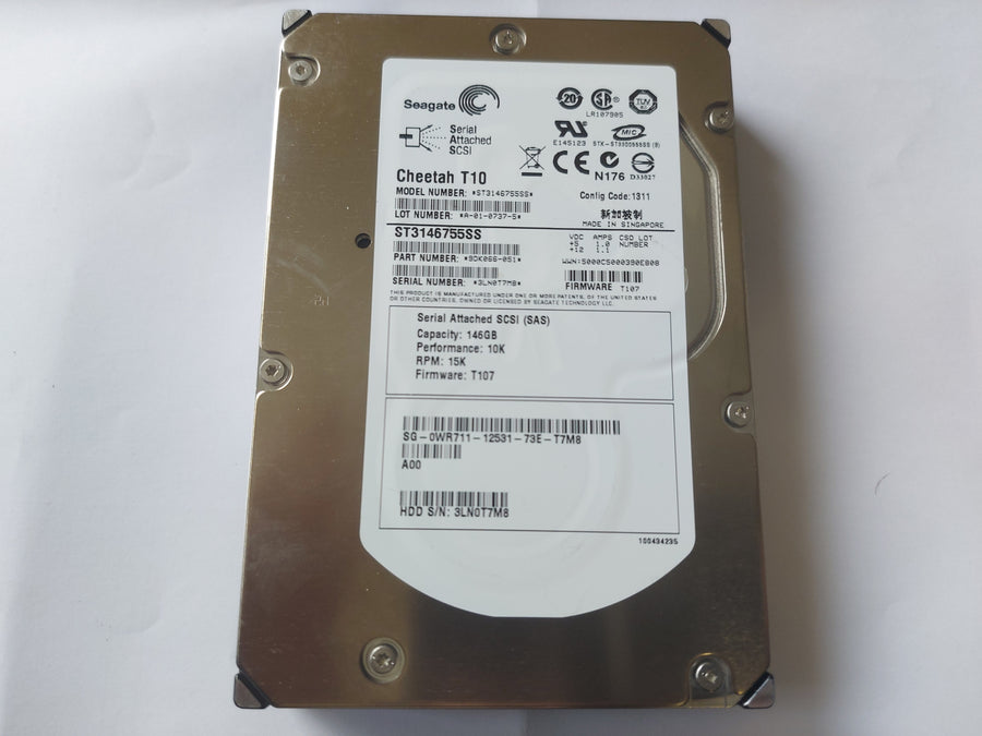 Seagate Dell 146GB 10kRPM SAS 3.5" 16MB Cache Hard Disk Drive ( ST3146755SS 9DK066-051 0WR711 ) REF