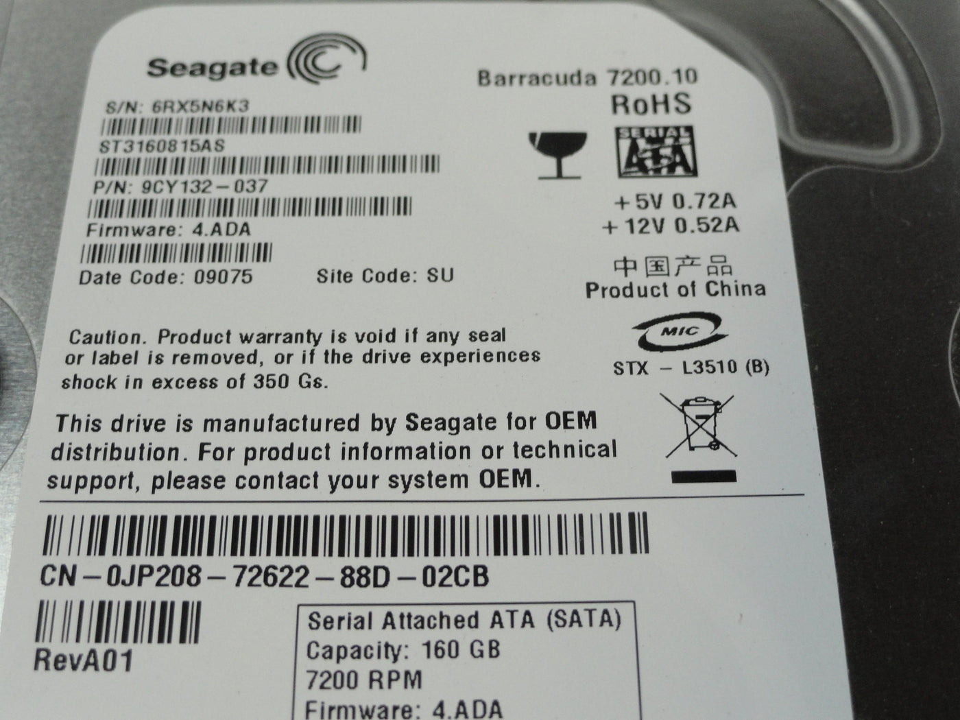 PR20746_9CY132-037_Seagate Dell 160GB SATA 7200rpm 3.5in HDD - Image2
