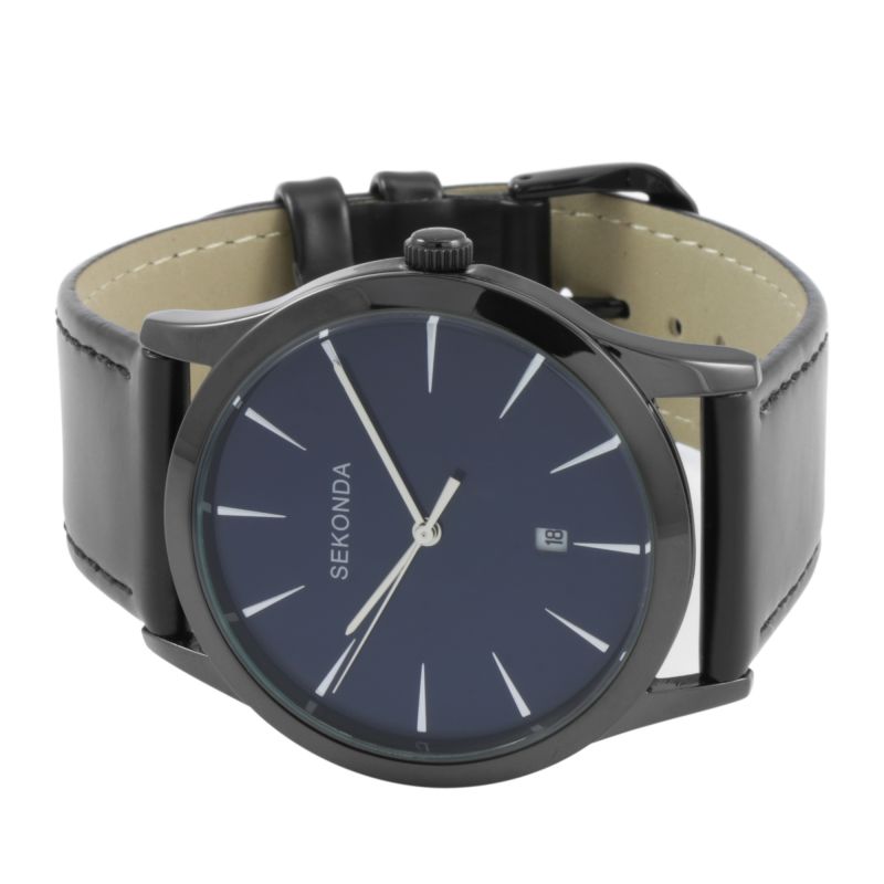 Sekonda Men's Classic Quartz Analogue Black Leather Strap Date Watch 3536