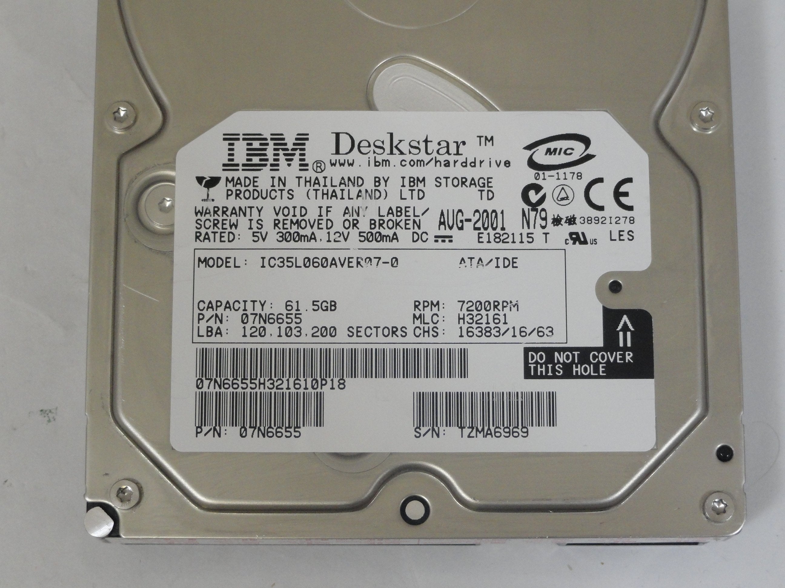 PR22610_07N6655_IBM 61GB IDE 7200rpm 3.5in HDD - Image3