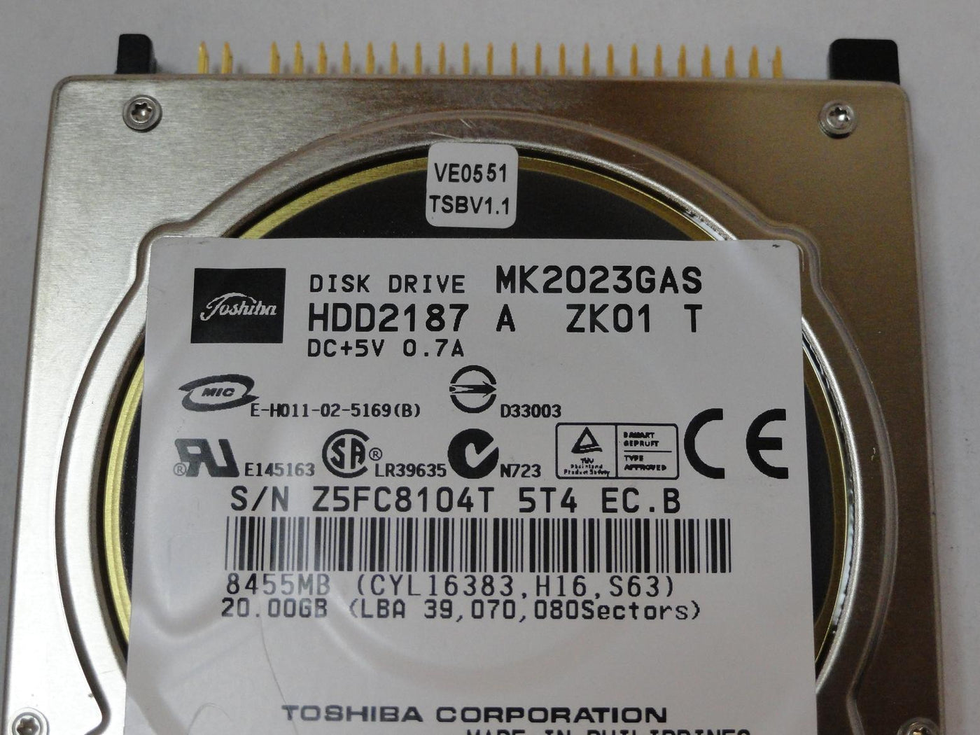 PR14903_HDD2187_Toshiba HP 20GB IDE 5400rpm 3.5in Laptop HDD - Image3