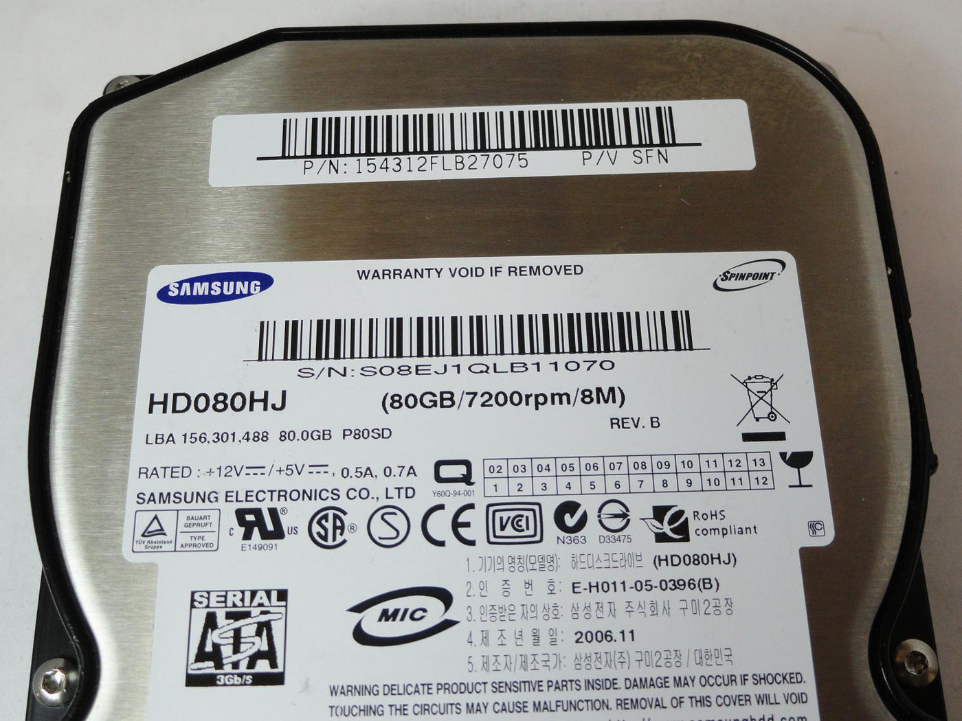 Samsung 80GB SATA 7200rpm 3.5in HDD ( HD080HJ ) REF