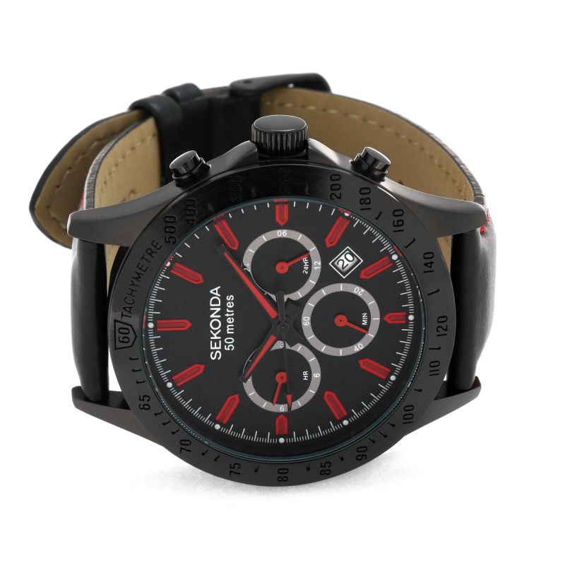 Sekonda Mens Multi dial Quartz Watch with Leather Strap 1652