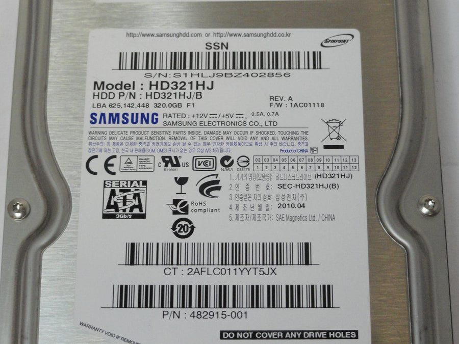 PR24581_HD321HJ/B_Samsung HP 320GB SATA 7200rpm 3.5in HDD - Image2