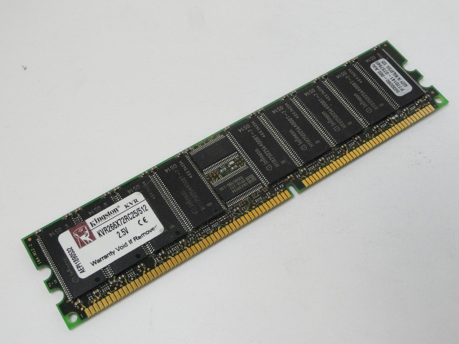 9930280-002.A00 - Kingston 512MB PC2100 DDR-266MHz ECC Registered CL2.5 184-Pin DIMM Single Rank Memory - Refurbished