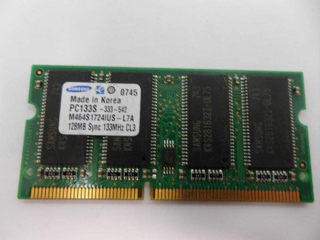 M464S1724IUS-L7A - Samsung 128MB PC133 133MHz non-ECC Unbuffered CL3 144-Pin SDRAM SoDimm Memory Module Mfr P/N M464S1724IUS-L7A - Refurbished