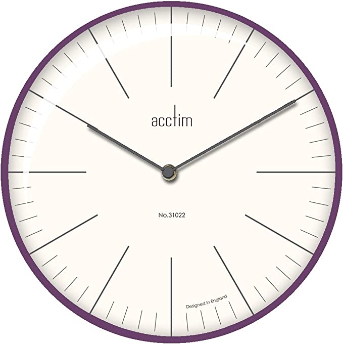 Acctim 29446 Koppen Metal Wall Clock in Aubergine NEW