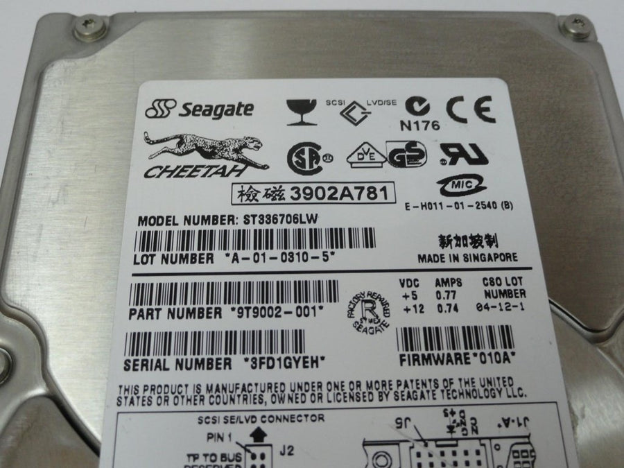 9T9002-001 - Seagate 36Gb SCSI 68 Pin 10Krpm 3.5in HDD - USED