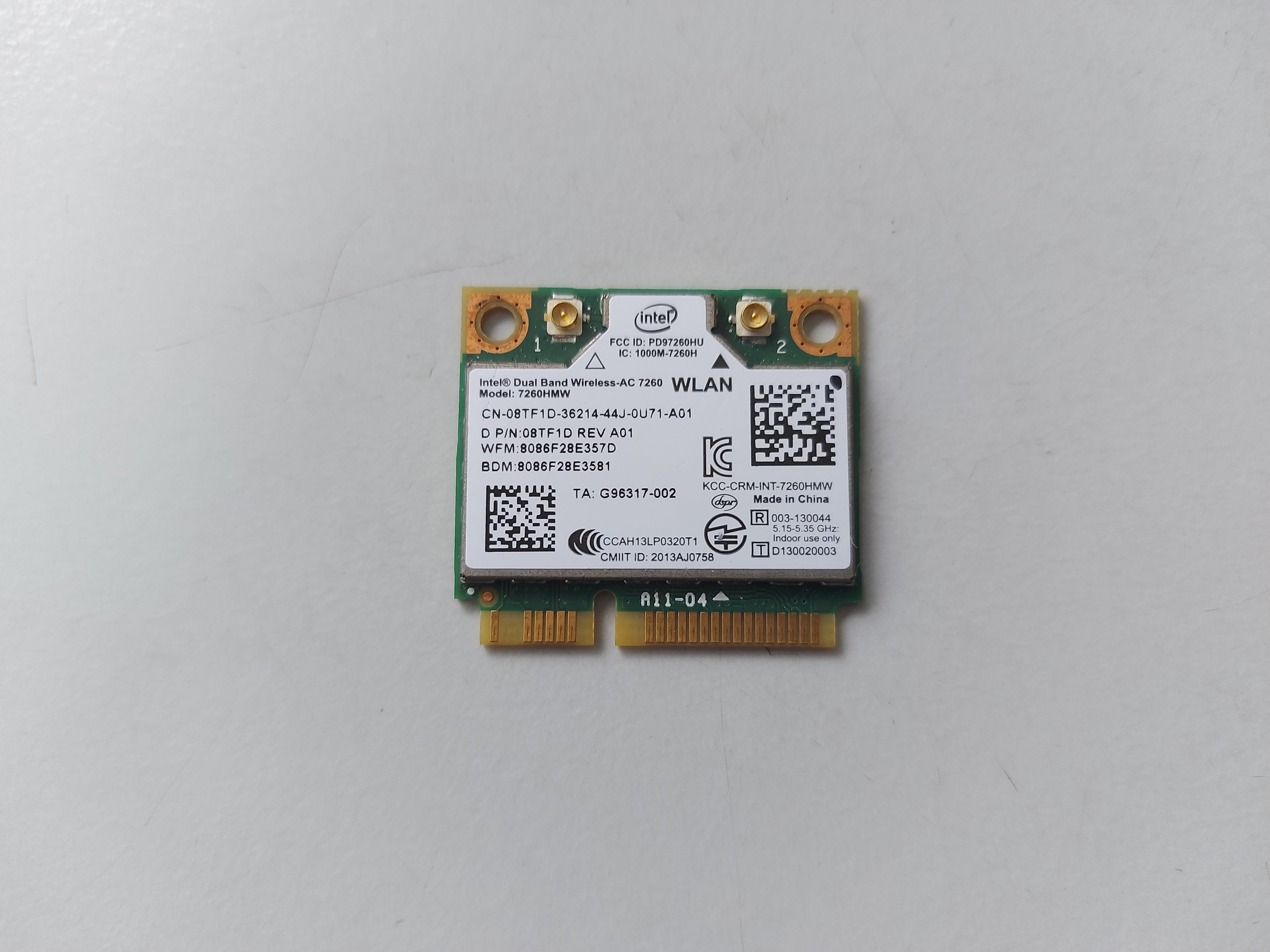 Intel Dell Latitude Dual Band Wireless-AC 7260 Laptop WLAN Card ( 08TF1D 7260HMW ) USED