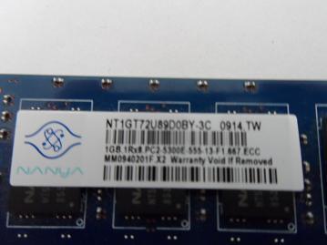 NT1GT72U89D0BY-3C - Nanya 1GB Memory Module (Sun Badged), PC2-5300E-555-13-F1, 667 ECC - Refurbished