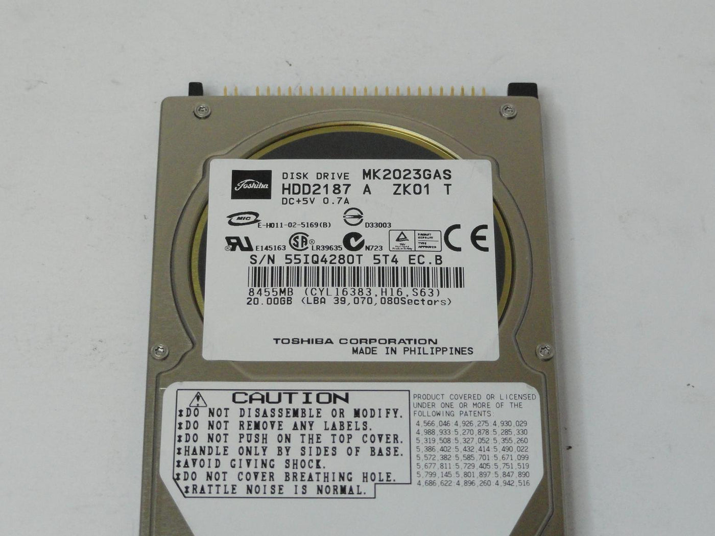 PR14905_HDD2187_Toshiba HP 20GB IDE 4200rpm 2.5in HDD - Image2