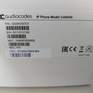 Audiocodes C450HD IP Phone - Blk ( IPC450HDEG-BW GGWV00721 ) NEW