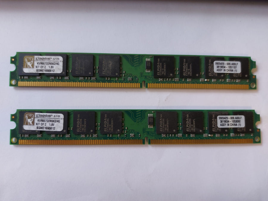 Kingston 4GB Kit (2 X 2GB) PC2-5300 DDR2-667MHz non-ECC Unbuffered CL5 240-Pin DIMM Dual Rank Memory ( KVR667D2N5K2/4G 9905429-009.A00LF ) REF