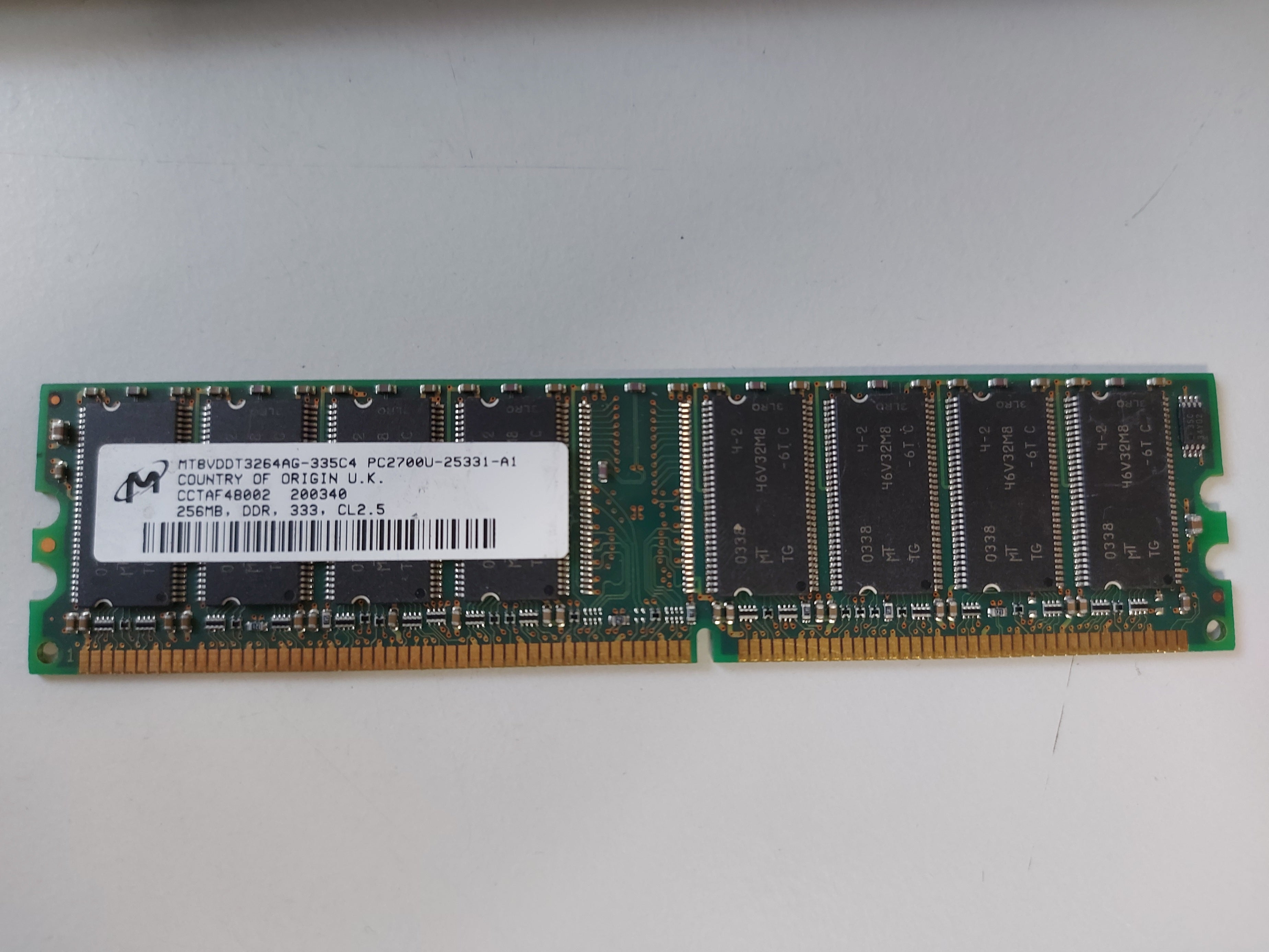 Micron HP 256MB PC2700 DDR-333MHz non-ECC Unbuffered CL2.5 184-Pin