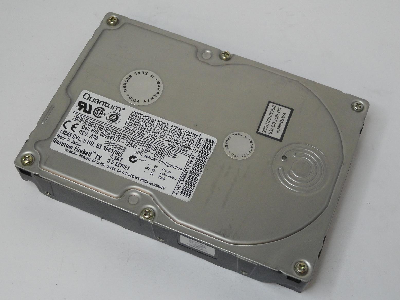 EX43A461 - Quantum 4.3GB IDE 5400rpm 3.5in HDD - Refurbished