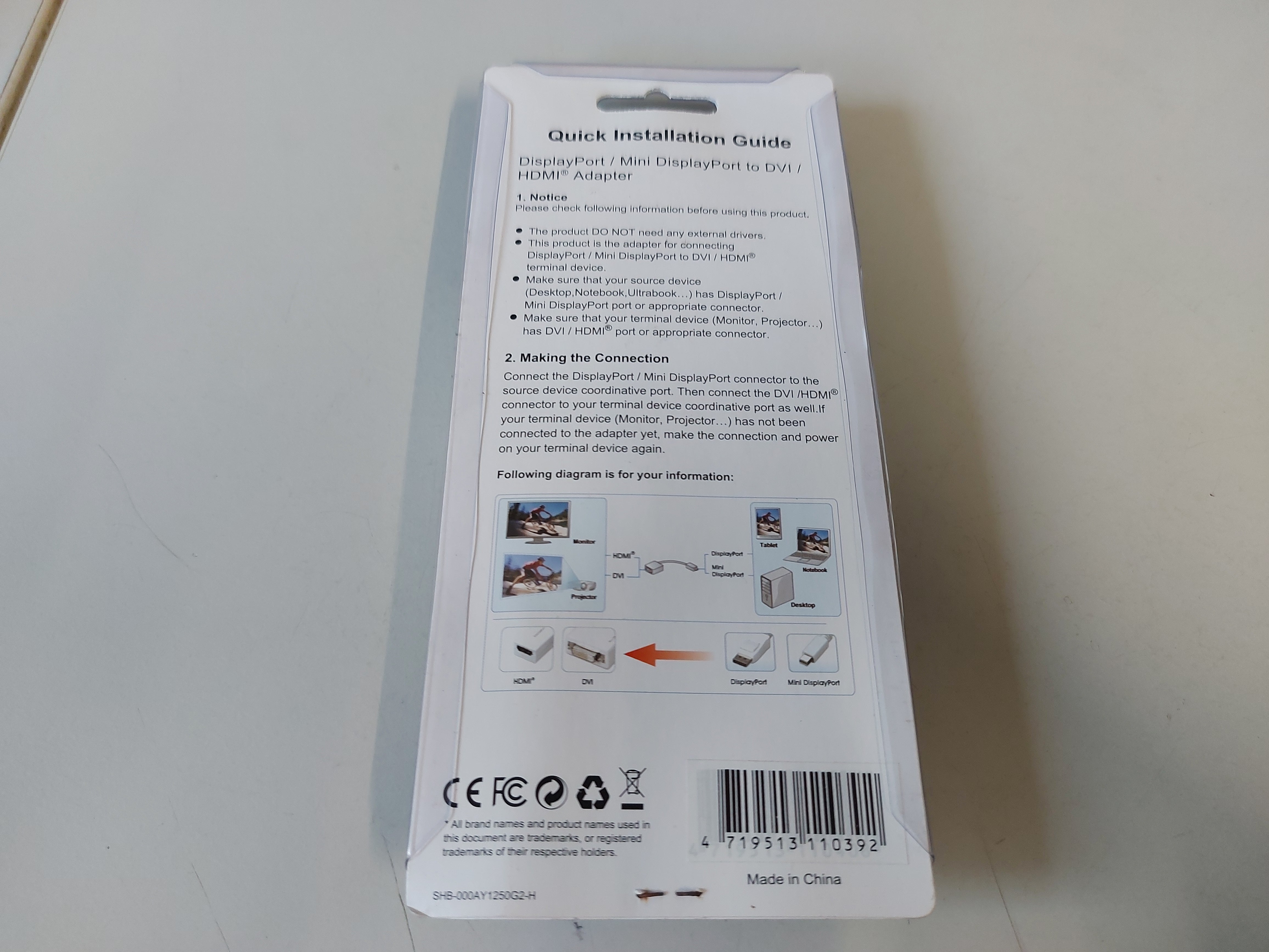 Generic DisplayPort/ Mini DisplayPort to DVI/ HDMI Adapter NEW