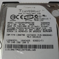 08K0846 - Hitachi IBM 40GB IDE 5400rpm 2.5in Travelstar HDD - USED