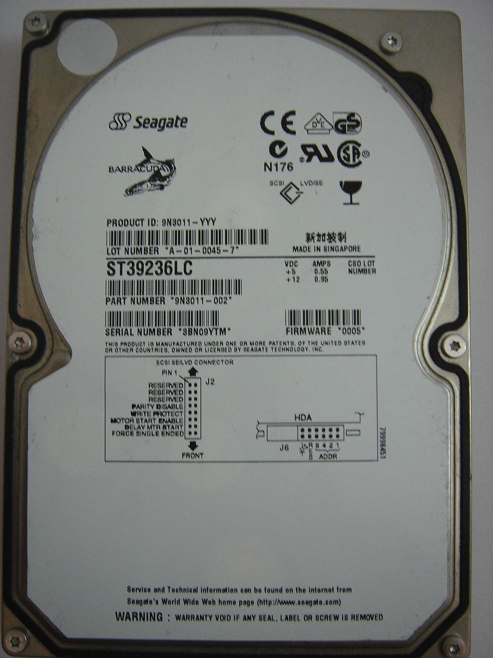 PR00441_9N3011-002_Seagate 9.1GB SCSI 80 Pin 7200rpm 3.5in HDD - Image2