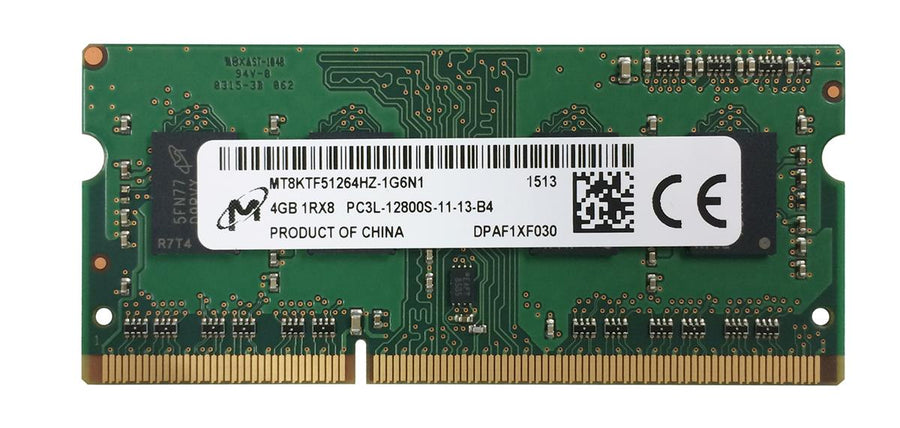 Micron 4GB PC3-12800 DDR3-1600MHz non-ECC Unbuffered CL11 204-Pin SoDimm Memory ( MT8KTF51264HZ-1G6N1 ) REF